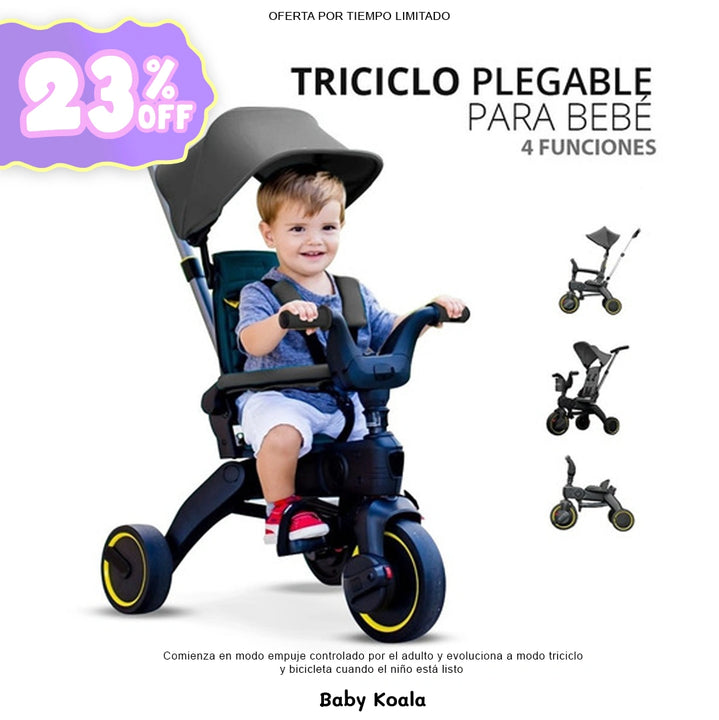 Triciclo y coche plegable para bebe 3 en 1