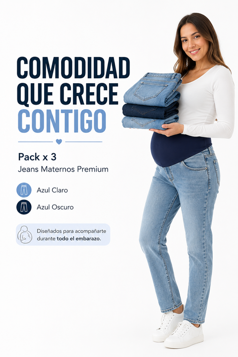 Blue jeans embarazo x3 unidades