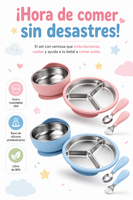 Vajilla para bebe de acero inoxidable y silicona