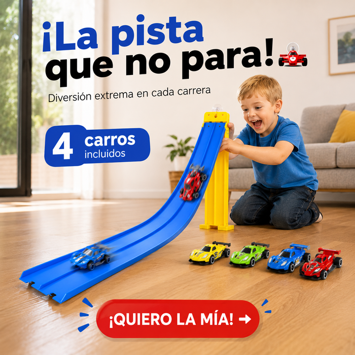 Pista carros flexible / incluye 4 Carros