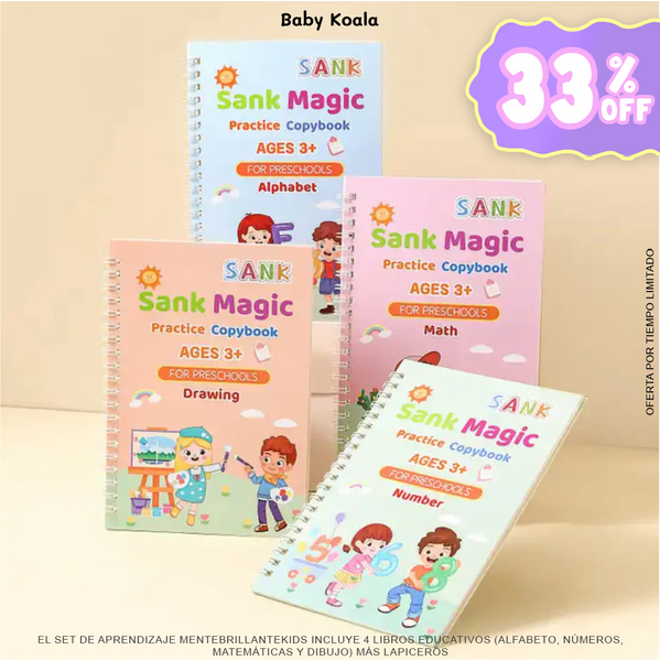 MenteBrillanteKids® Set de aprendizaje (SÚPER PROMO 4 LIBROS MÁS LAPICEROS)