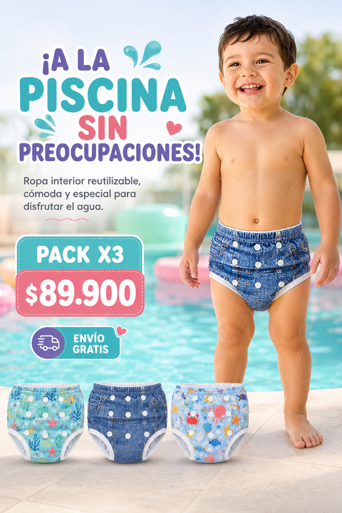 ropa interior para bebe para piscina / Pack x3